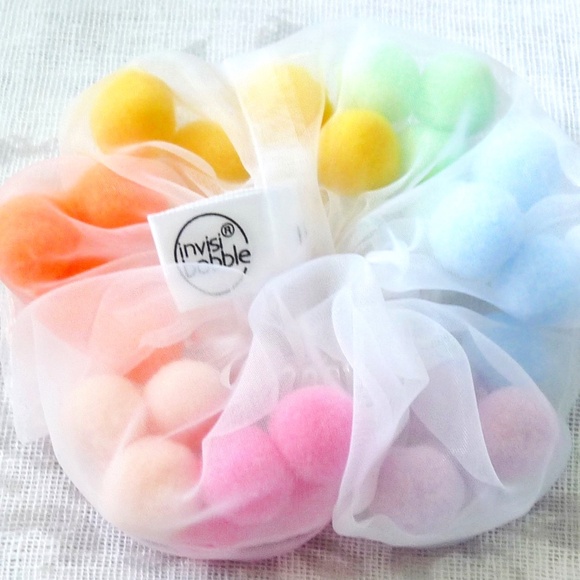 🎀 $9 - invisibobble invisi bobble rainbow Sprunchie Hair Tie Scrunchie w/poms - Picture 9 of 16